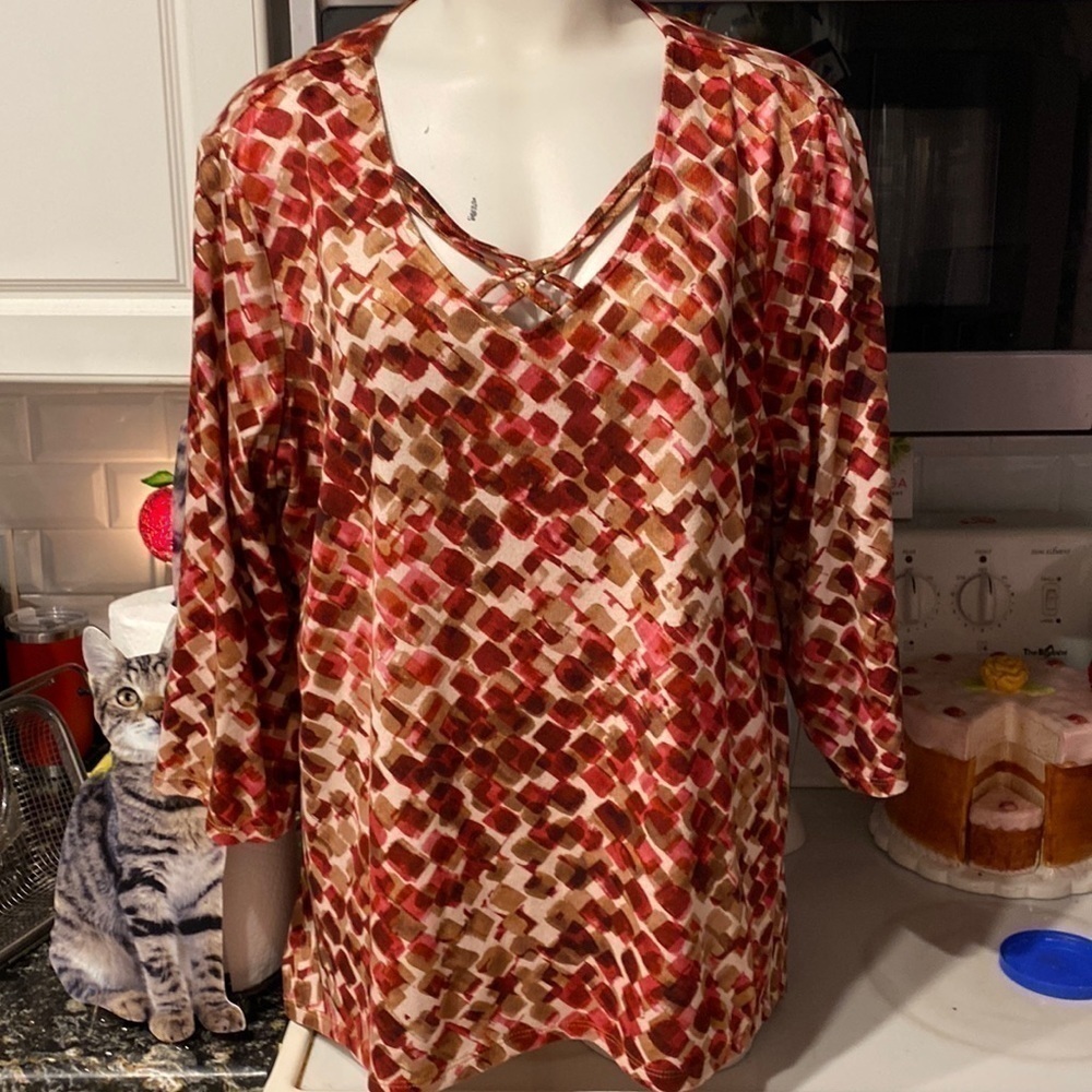X womens Alfred Dunner casual 3/4 sleeve stretch plus size top 1X
